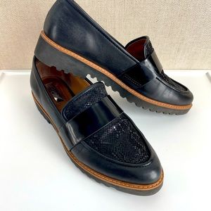 Halogen Black Leather Loafers